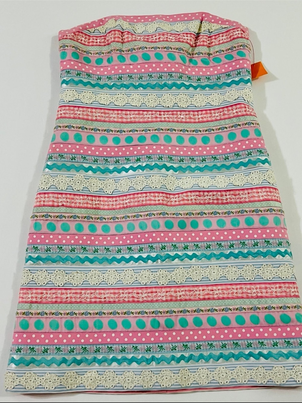 Lilly Pulitzer Ribbon Patchwork Strapless Dress size 6
